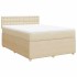 Cama box spring con colchón tela color crema 140x190