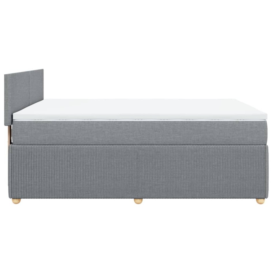 Cama box spring con colchón tela gris claro 140x200