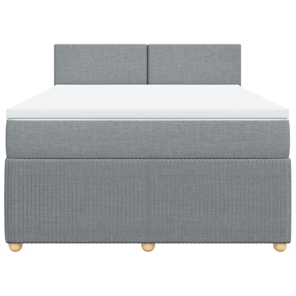 Cama box spring con colchón tela gris claro 160x200