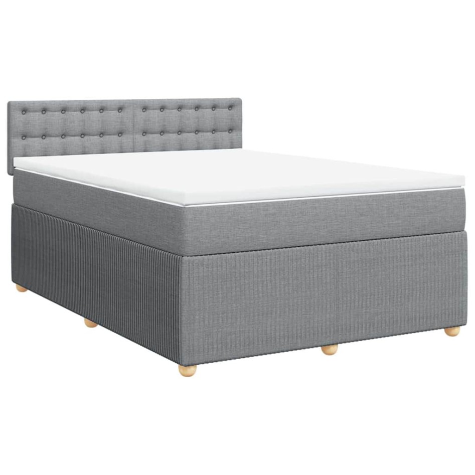 Cama box spring con colchón tela gris claro 160x200