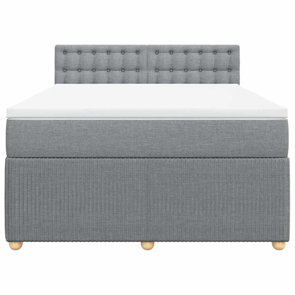 Cama box spring con colchón tela gris claro 160x200