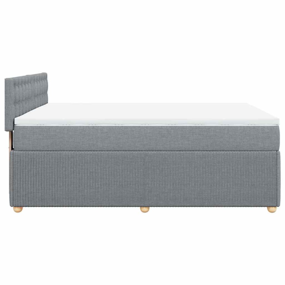 Cama box spring con colchón tela gris claro 160x200