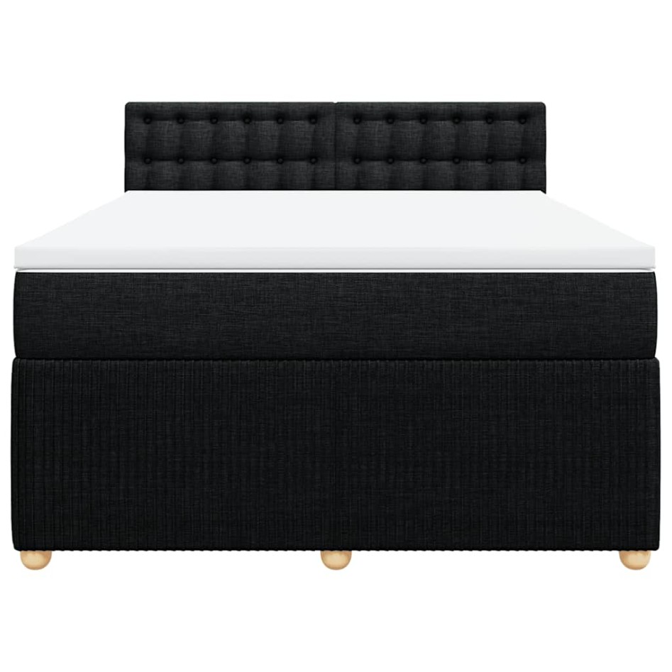 Cama box spring con colchón tela negro 160x200