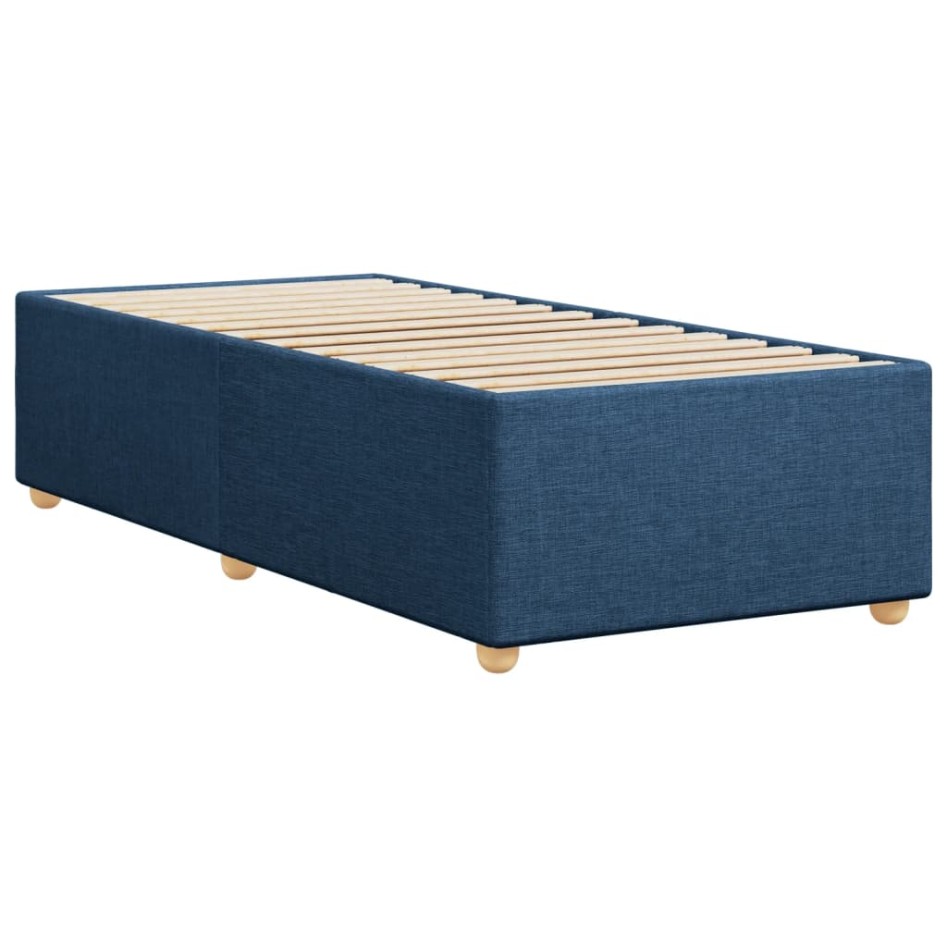 Estructura de cama sin colchón tela azul 90x190
