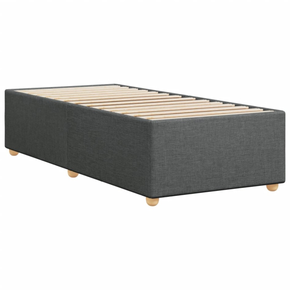 Estructura de cama sin colchón tela gris oscuro 90x200