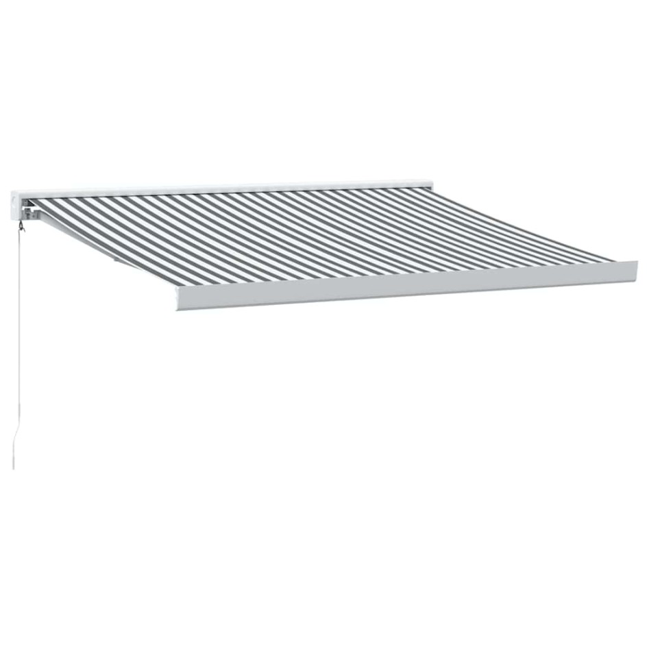 Toldo retráctil aluminio y tela gris antracita y blanco 3x2,5