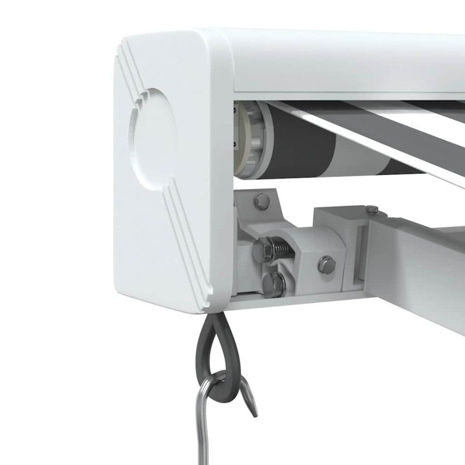 Toldo retráctil aluminio y tela gris antracita y blanco 3x2,5