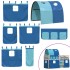 Litera con cortinas madera maciza de pino azul 90x200