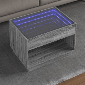 Mesa de centro con Infinity LED gris Sonoma 70x50x50