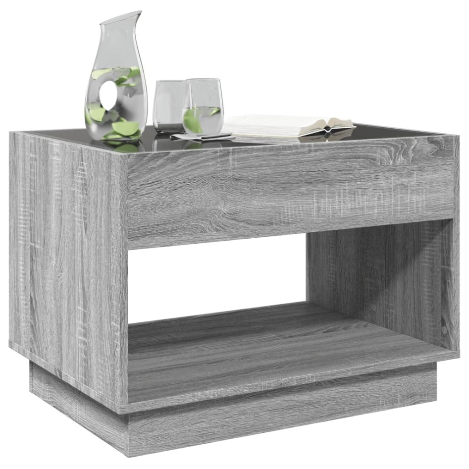 Mesa de centro con Infinity LED gris Sonoma 70x50x50