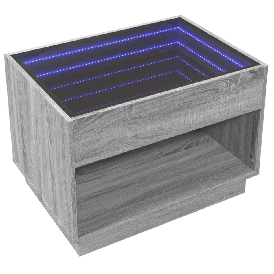 Mesa de centro con Infinity LED gris Sonoma 70x50x50