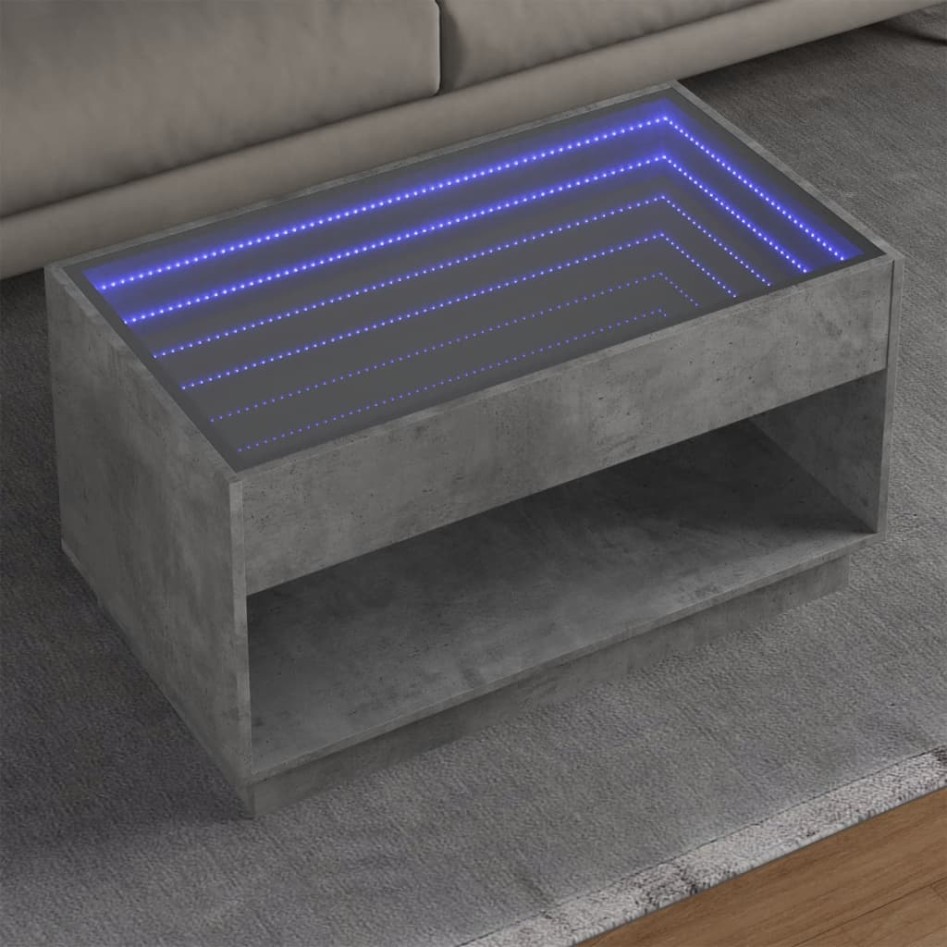 Mesa de centro con Infinity LED gris hormigón 90x50x50