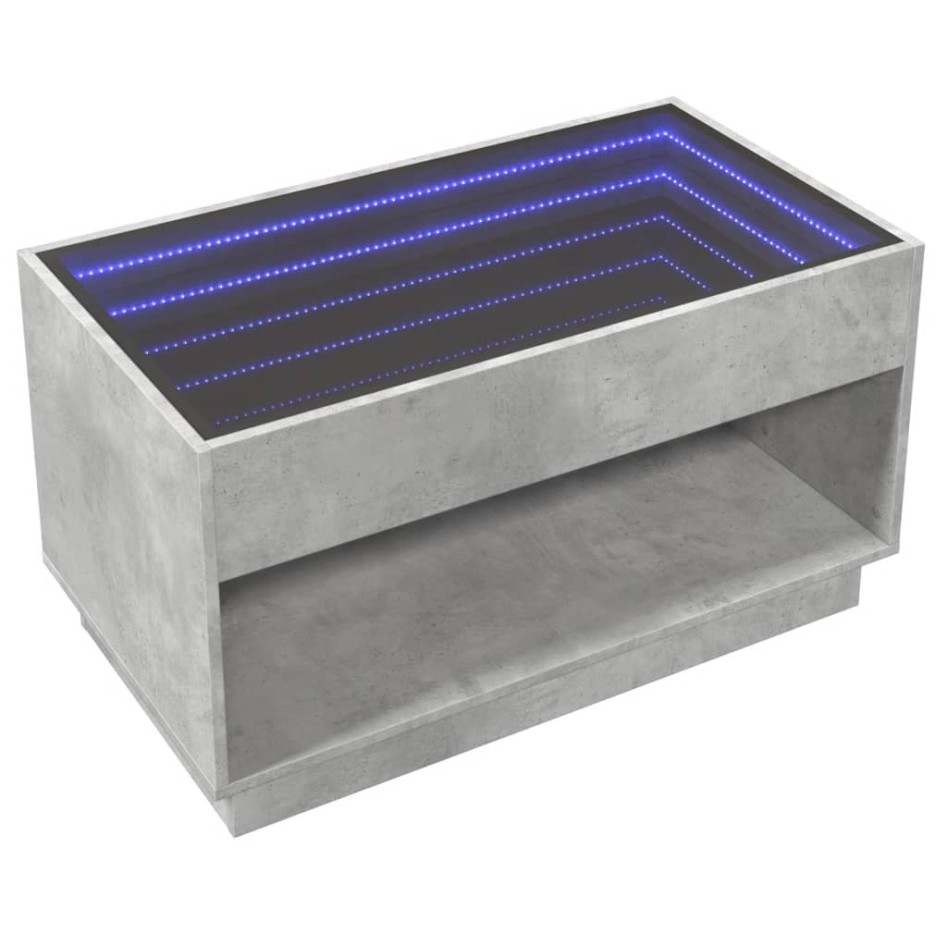 Mesa de centro con Infinity LED gris hormigón 90x50x50