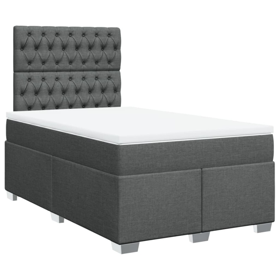 Cama box spring con colchón tela gris oscuro 120x200