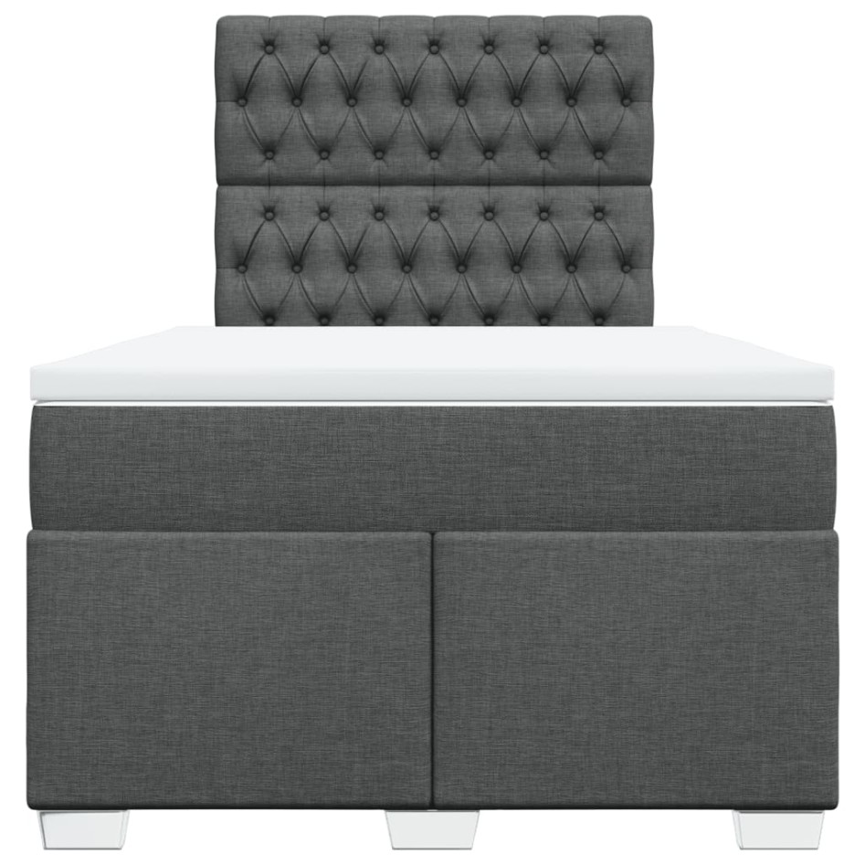 Cama box spring con colchón tela gris oscuro 120x200