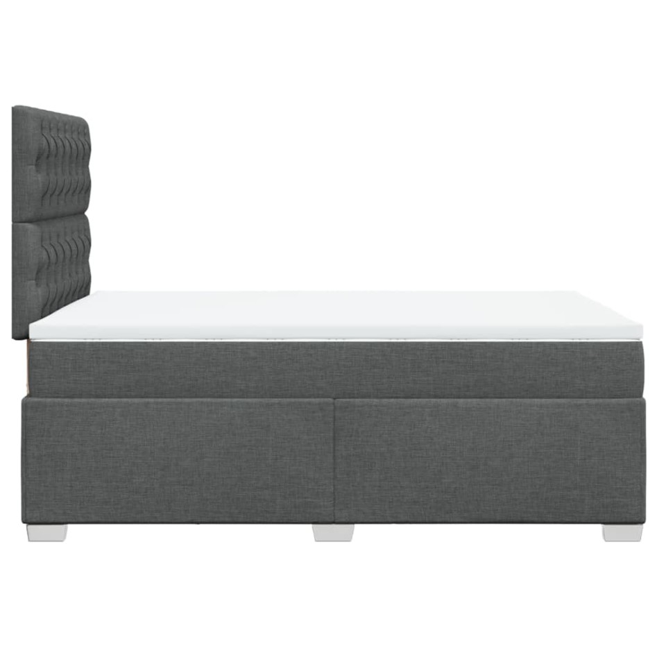 Cama box spring con colchón tela gris oscuro 120x200