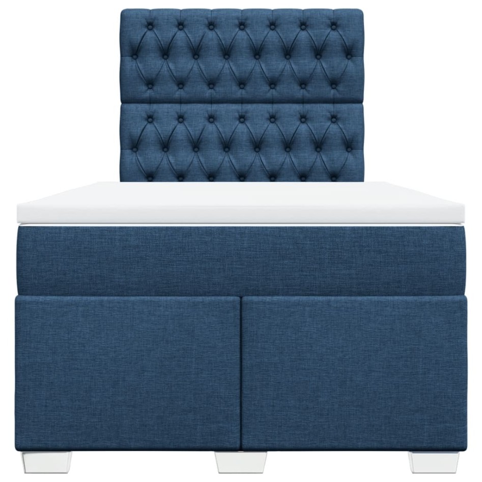 Cama box spring con colchón tela azul 120x190