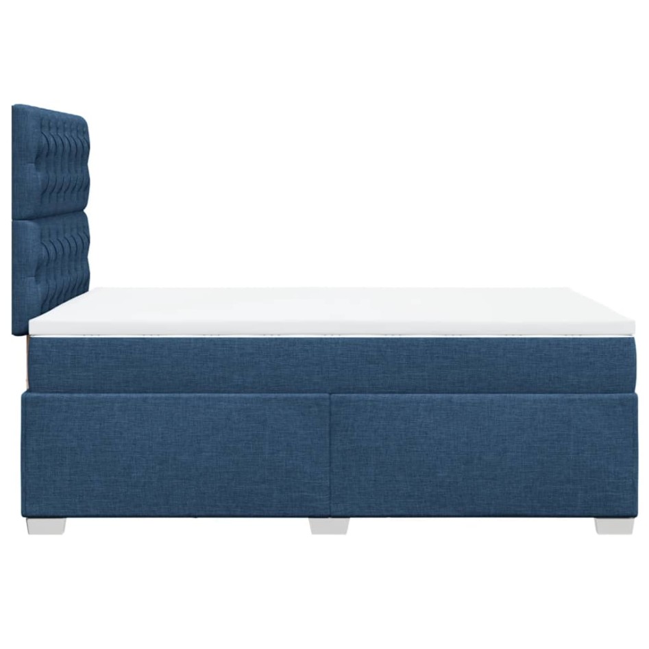Cama box spring con colchón tela azul 120x190