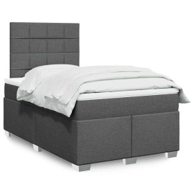 Cama box spring con colchón tela gris oscuro 120x200
