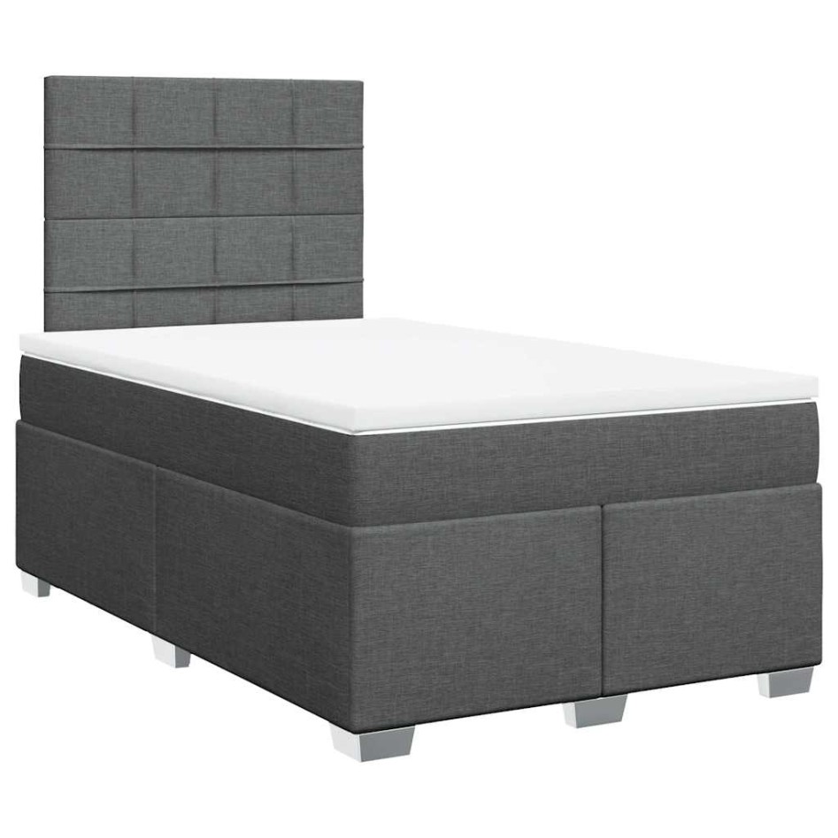 Cama box spring con colchón tela gris oscuro 120x200