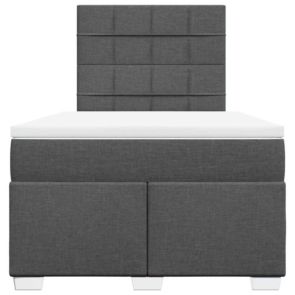 Cama box spring con colchón tela gris oscuro 120x200
