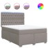 Cama box spring con colchón tela gris taupe 140x190