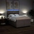 Cama box spring con colchón tela gris taupe 140x190