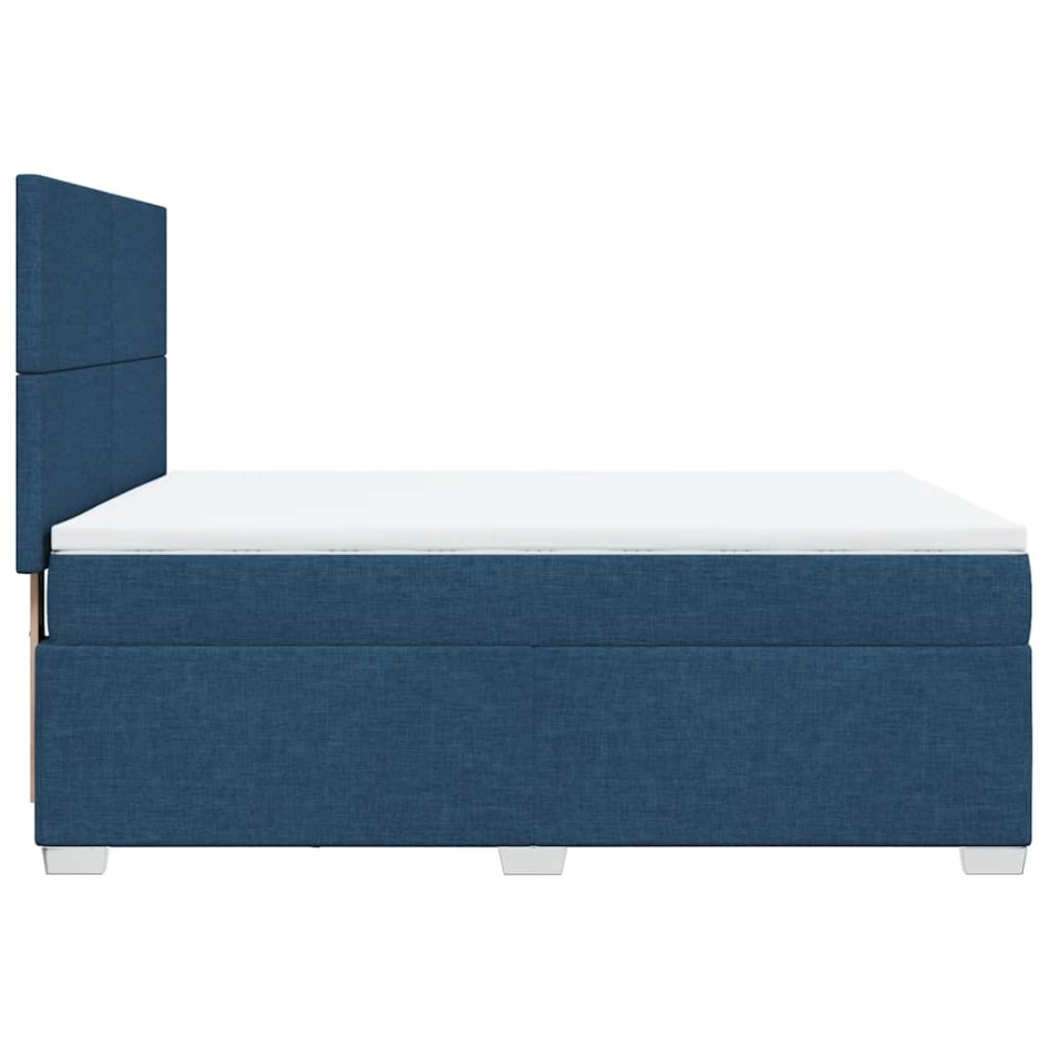 Cama box spring con colchón tela azul 140x190