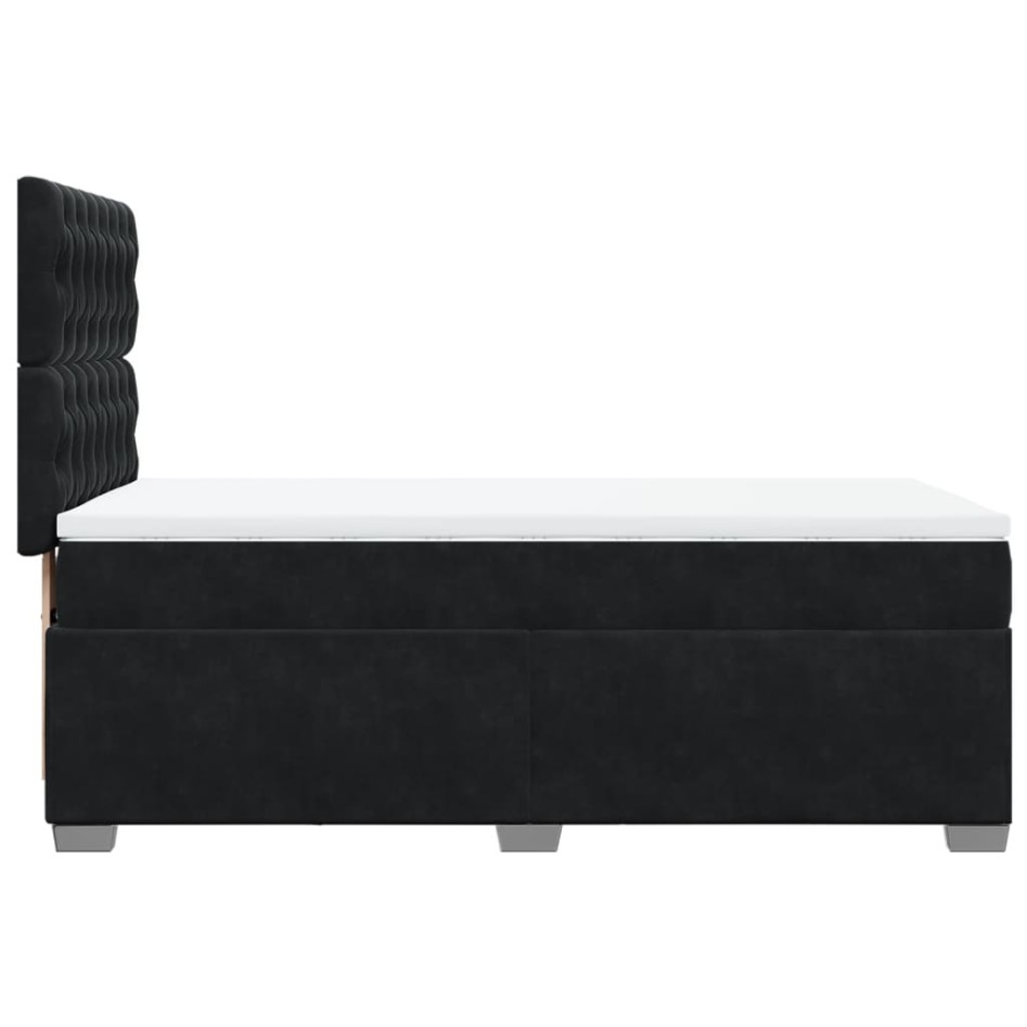 Cama box spring con colchón terciopelo negro 90x200