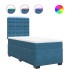 Cama box spring con colchón terciopelo azul 90x200