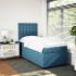 Cama box spring con colchón terciopelo azul 90x200