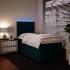 Cama box spring con colchón terciopelo azul 90x200