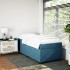 Cama box spring con colchón terciopelo azul oscuro 80x200