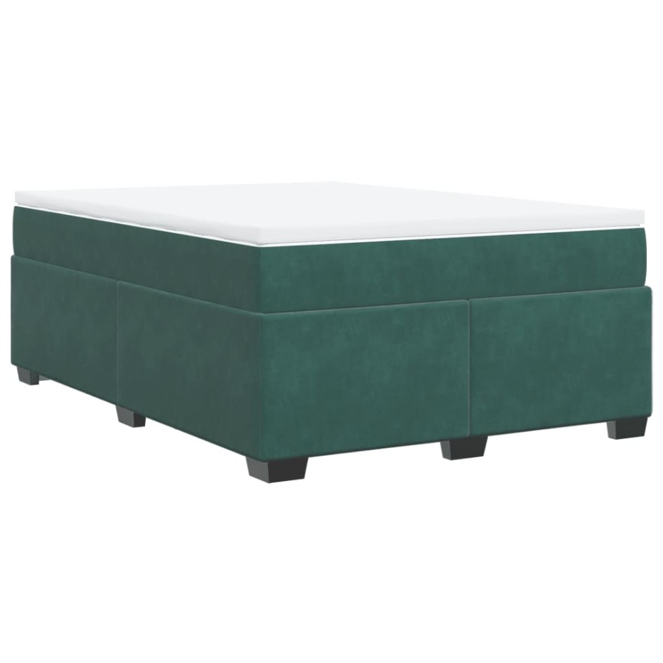 Cama box spring con colchón terciopelo verde oscuro 160x200
