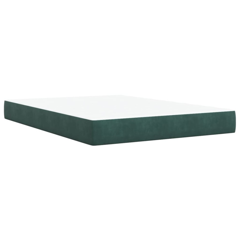 Cama box spring con colchón terciopelo verde oscuro 160x200
