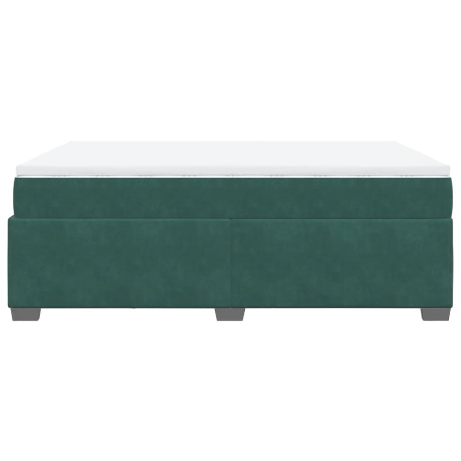 Cama box spring con colchón terciopelo verde oscuro 160x200