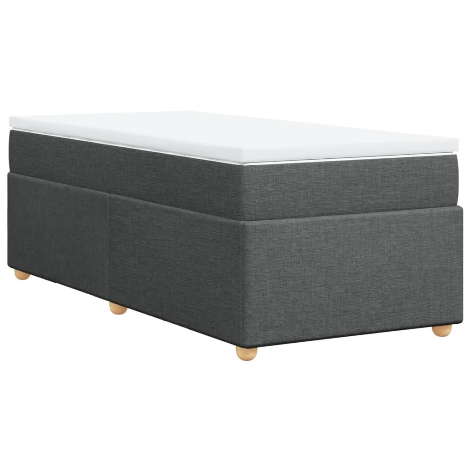 Cama box spring con colchón tela gris oscuro 90x190