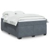 Cama box spring con colchón terciopelo gris oscuro 140x190 cm