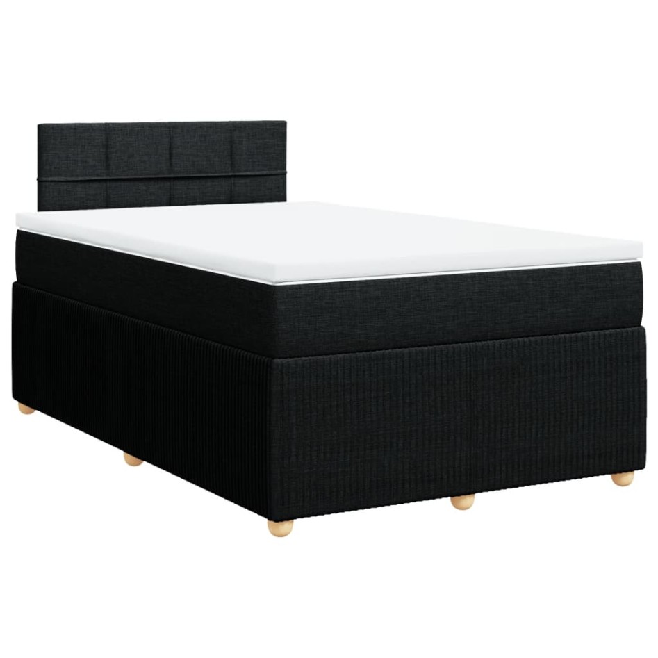 Cama box spring con colchón tela negro 120x200