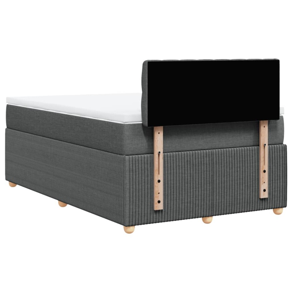 Cama box spring con colchón tela gris oscuro 120x200