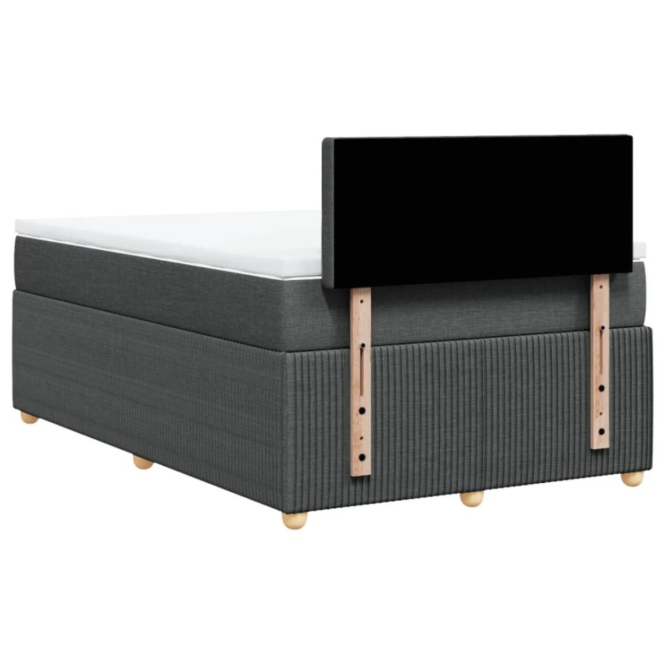 Cama box spring con colchón tela gris oscuro 120x200