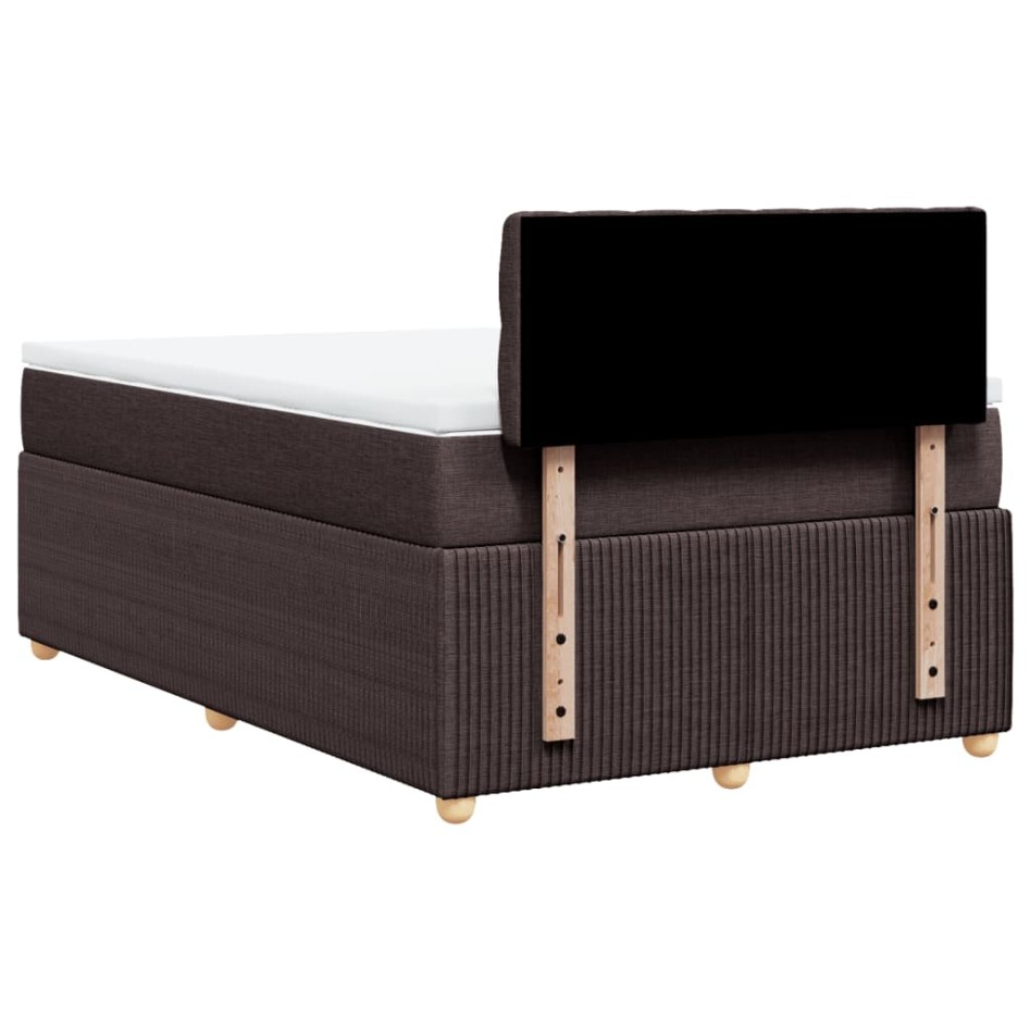 Cama box spring con colchón tela marrón oscuro 120x200