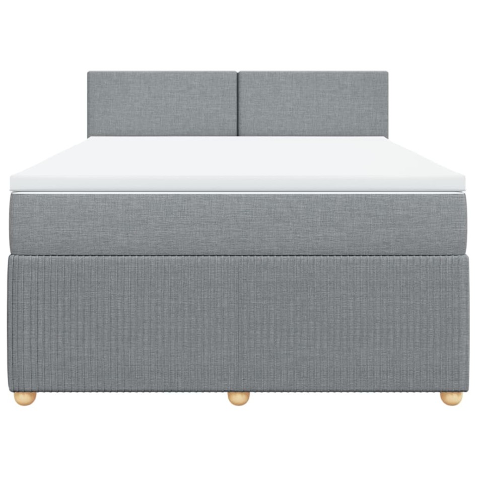 Cama box spring con colchón tela gris claro 140x190