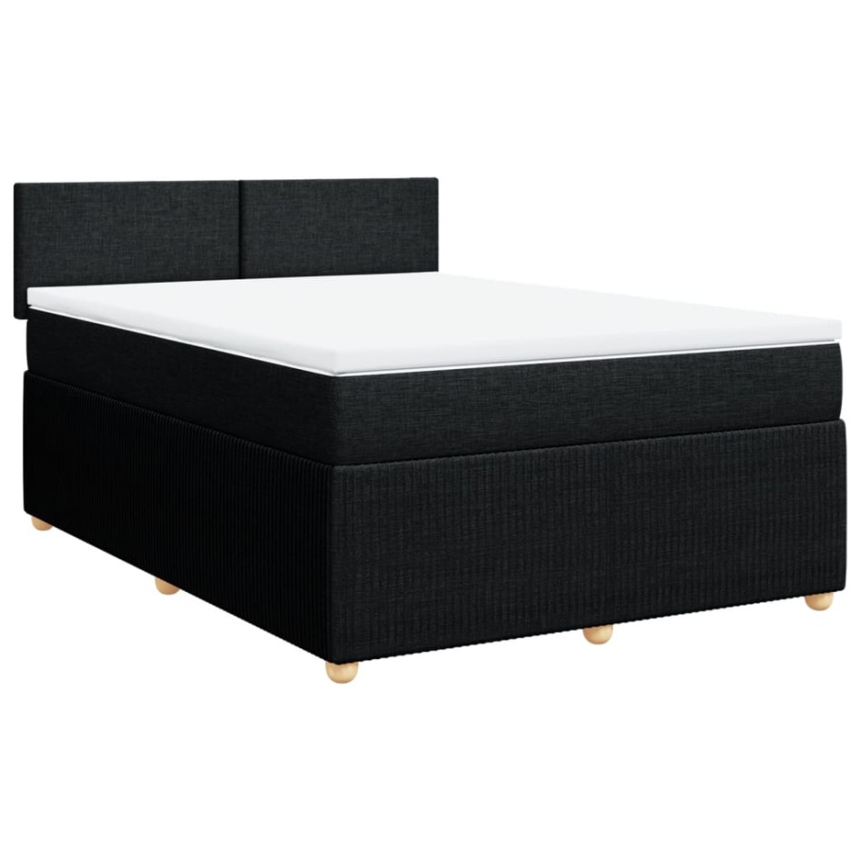 Cama box spring con colchón tela negro 140x190