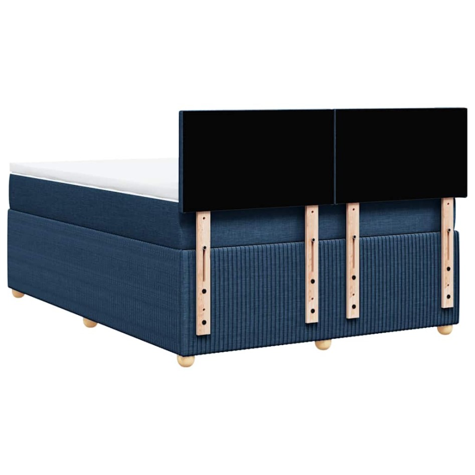 Cama box spring con colchón tela azul 140x190