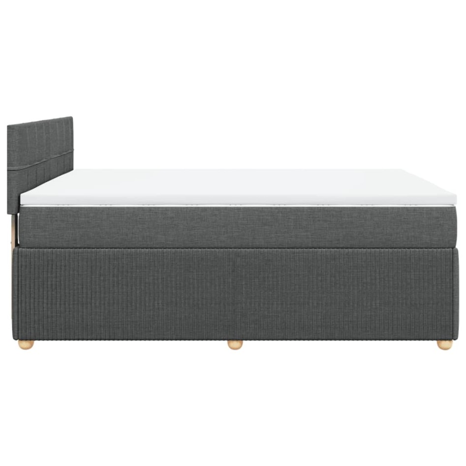 Cama box spring con colchón tela gris oscuro 140x190