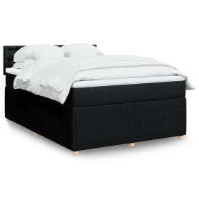 Cama box spring con colchón tela negro 140x190