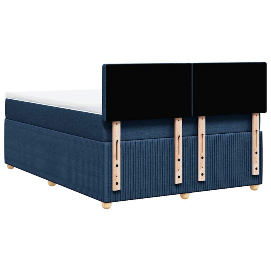 Cama box spring con colchón tela azul 140x190