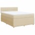 Cama box spring con colchón tela color crema 140x200