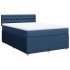 Cama box spring con colchón tela azul 140x200